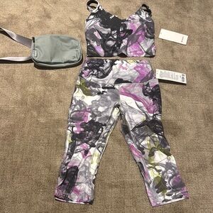 Lululemon Throwback Print Align Set and Everywhere Bag BNWT